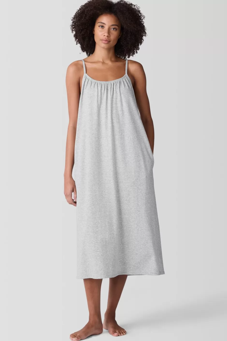 Mélange Organic Cotton Interlock Cami Sleep Dress-EILEEN FISHER Online