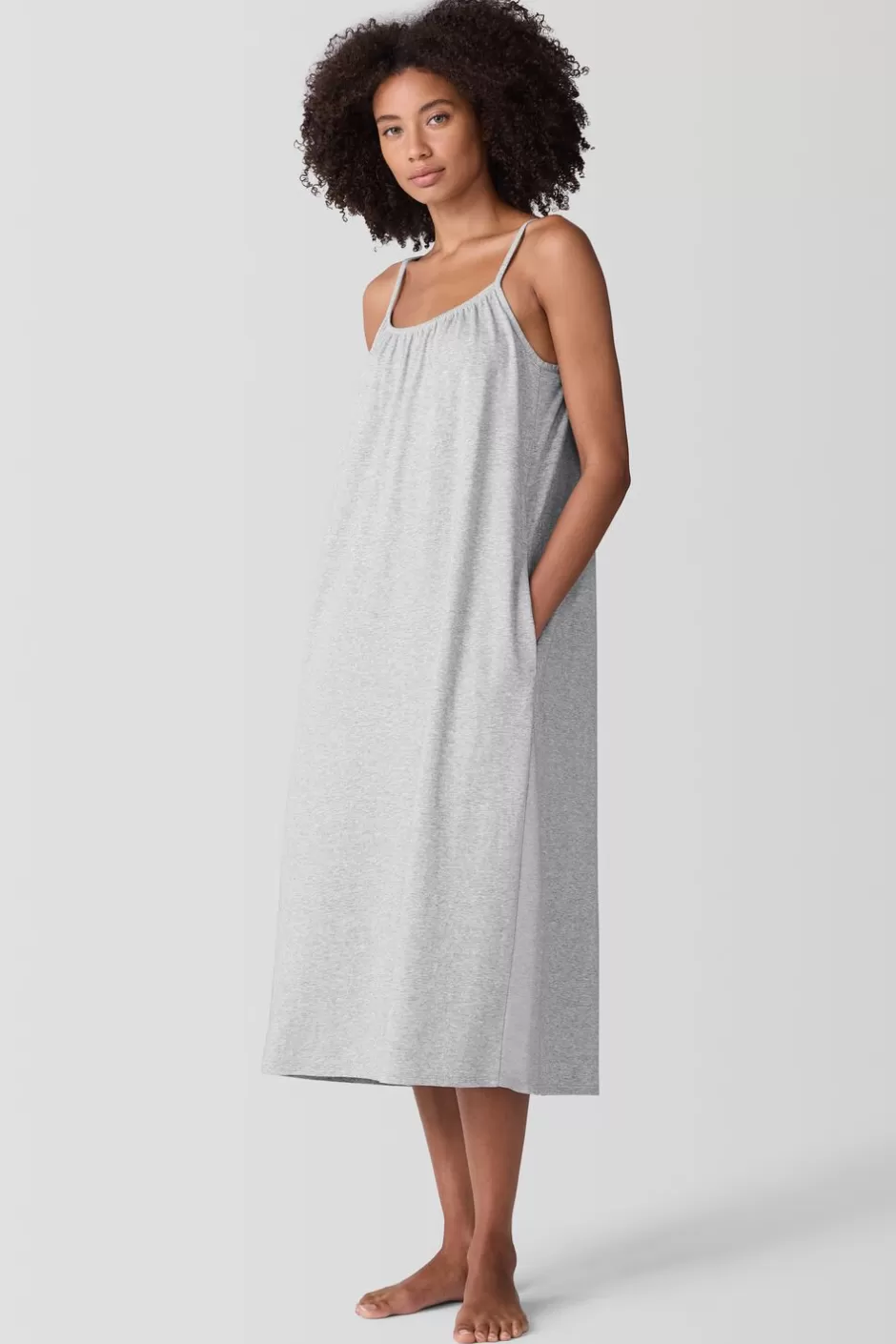 Mélange Organic Cotton Interlock Cami Sleep Dress-EILEEN FISHER Online