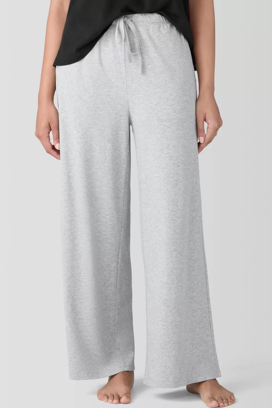 Mélange Organic Cotton Interlock Wide-Leg Sleep Pant-EILEEN FISHER Store