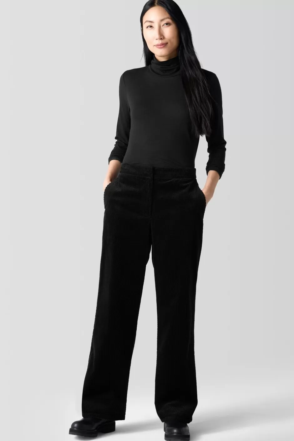 Organic Cotton Corduroy Wide-Leg Pant-EILEEN FISHER New