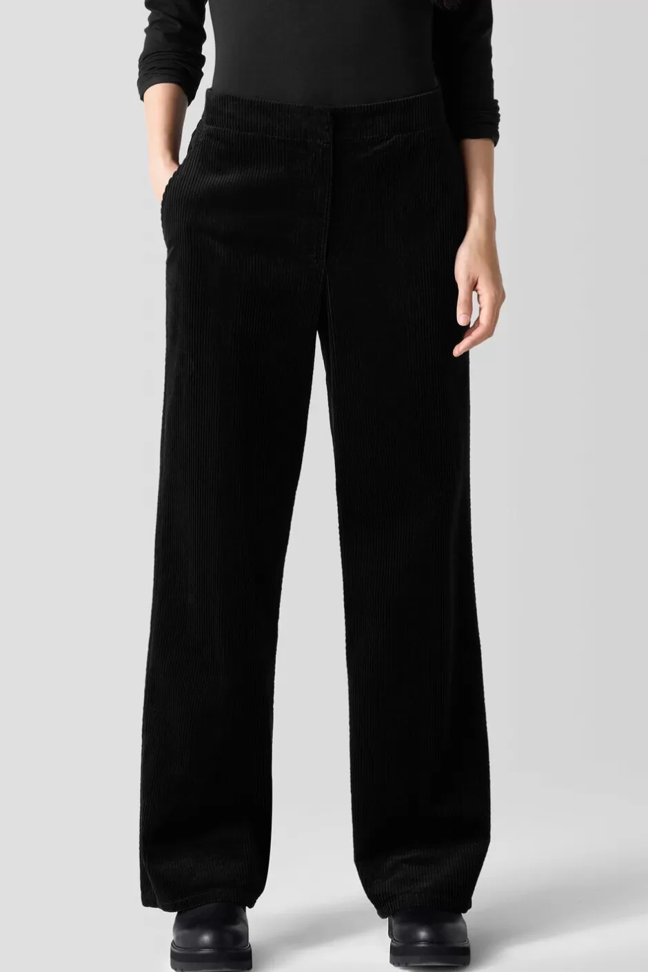 Organic Cotton Corduroy Wide-Leg Pant-EILEEN FISHER New