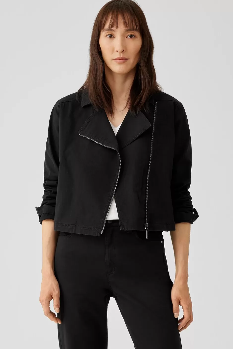 Organic Cotton Denim Notch Collar Jacket-EILEEN FISHER Flash Sale