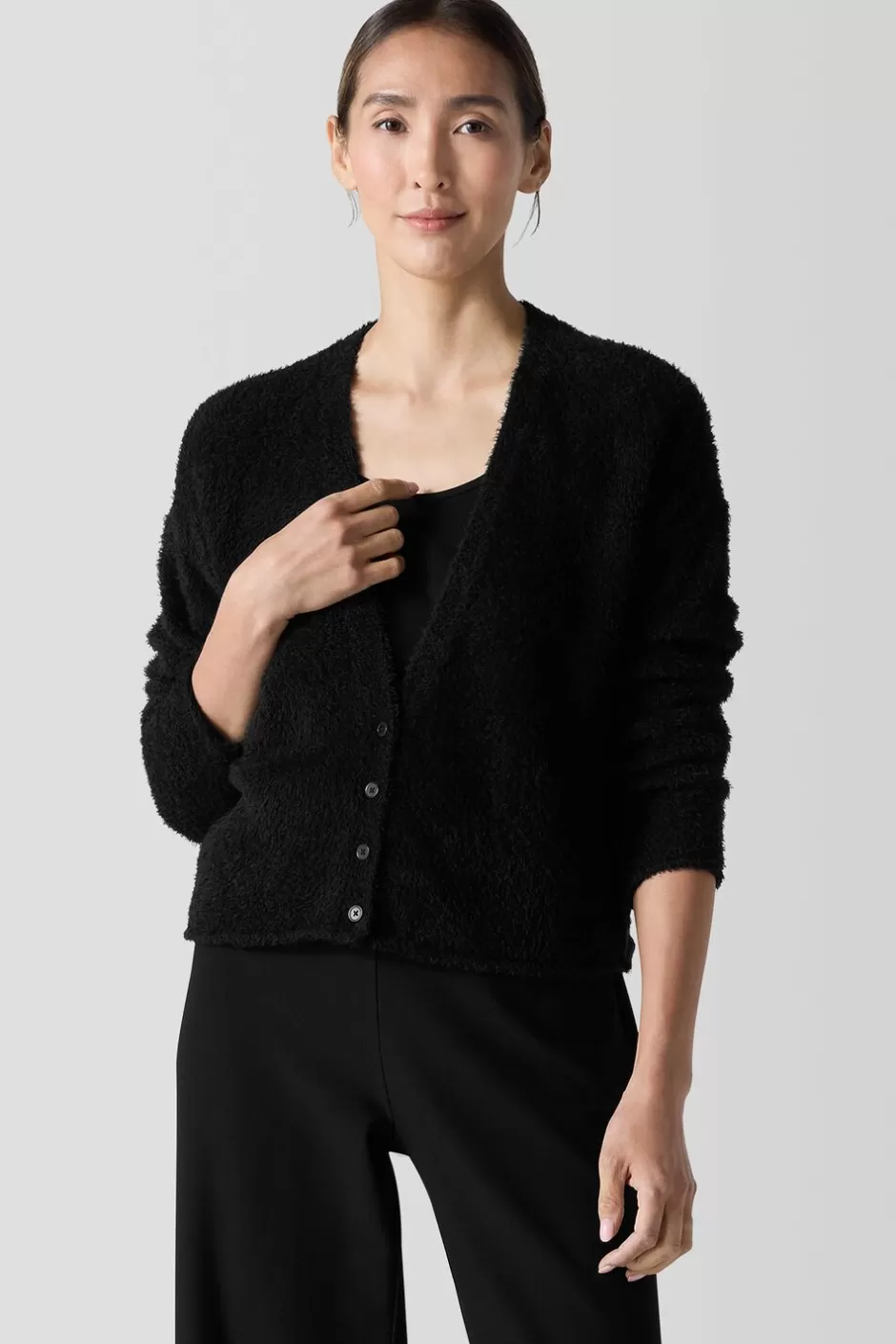 Organic Cotton Eyelash Cardigan-EILEEN FISHER New