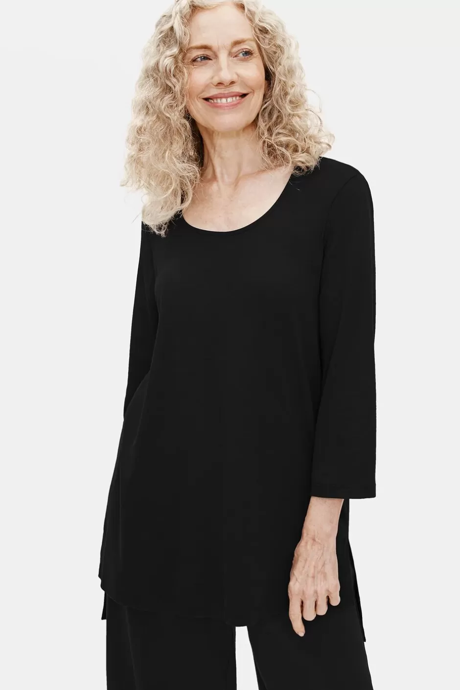 Organic Cotton Interlock Long Sleep Top-EILEEN FISHER Best