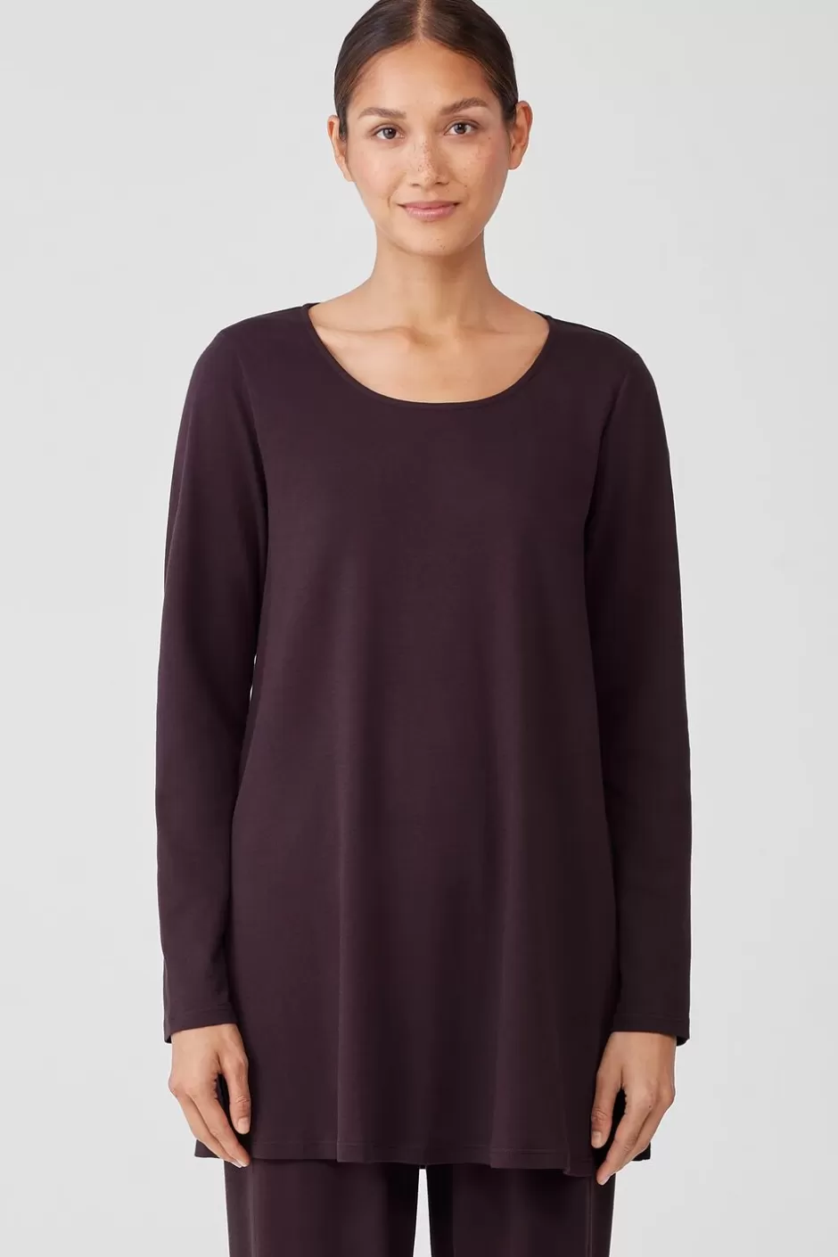 Organic Cotton Interlock Long Sleep Top-EILEEN FISHER Flash Sale