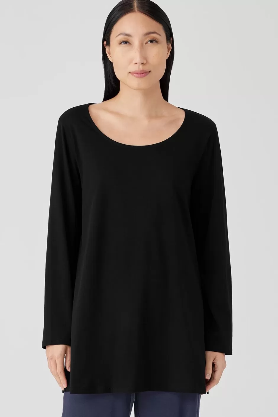 Organic Cotton Interlock Long Sleep Top-EILEEN FISHER Clearance