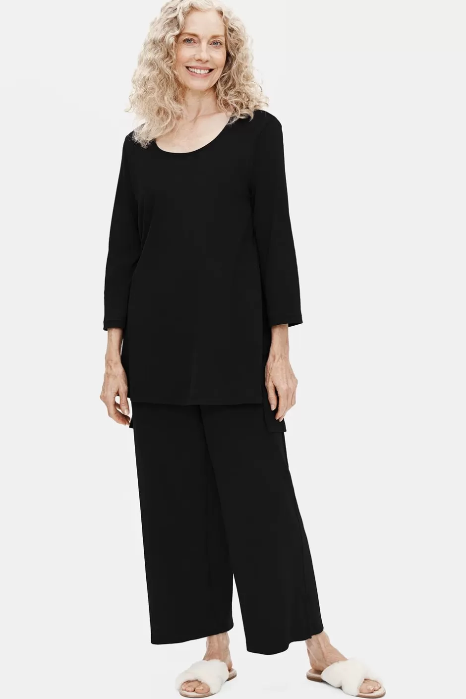 Organic Cotton Interlock Long Sleep Top-EILEEN FISHER Best