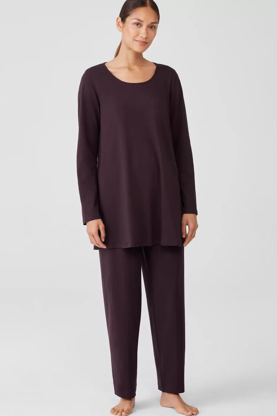 Organic Cotton Interlock Long Sleep Top-EILEEN FISHER Flash Sale