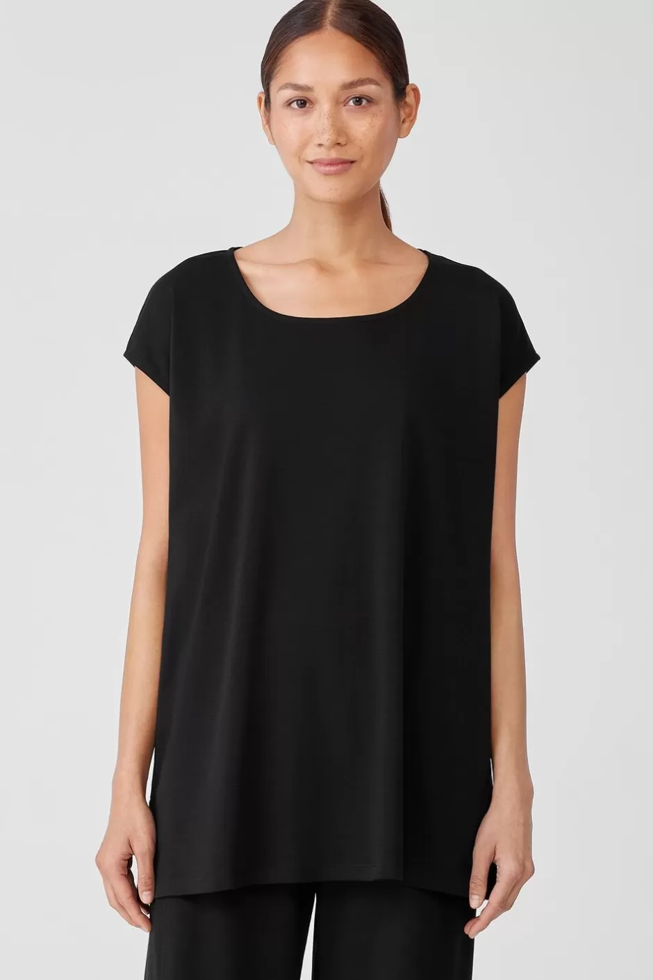 Organic Cotton Interlock Scoop Neck Sleep Tee-EILEEN FISHER Clearance