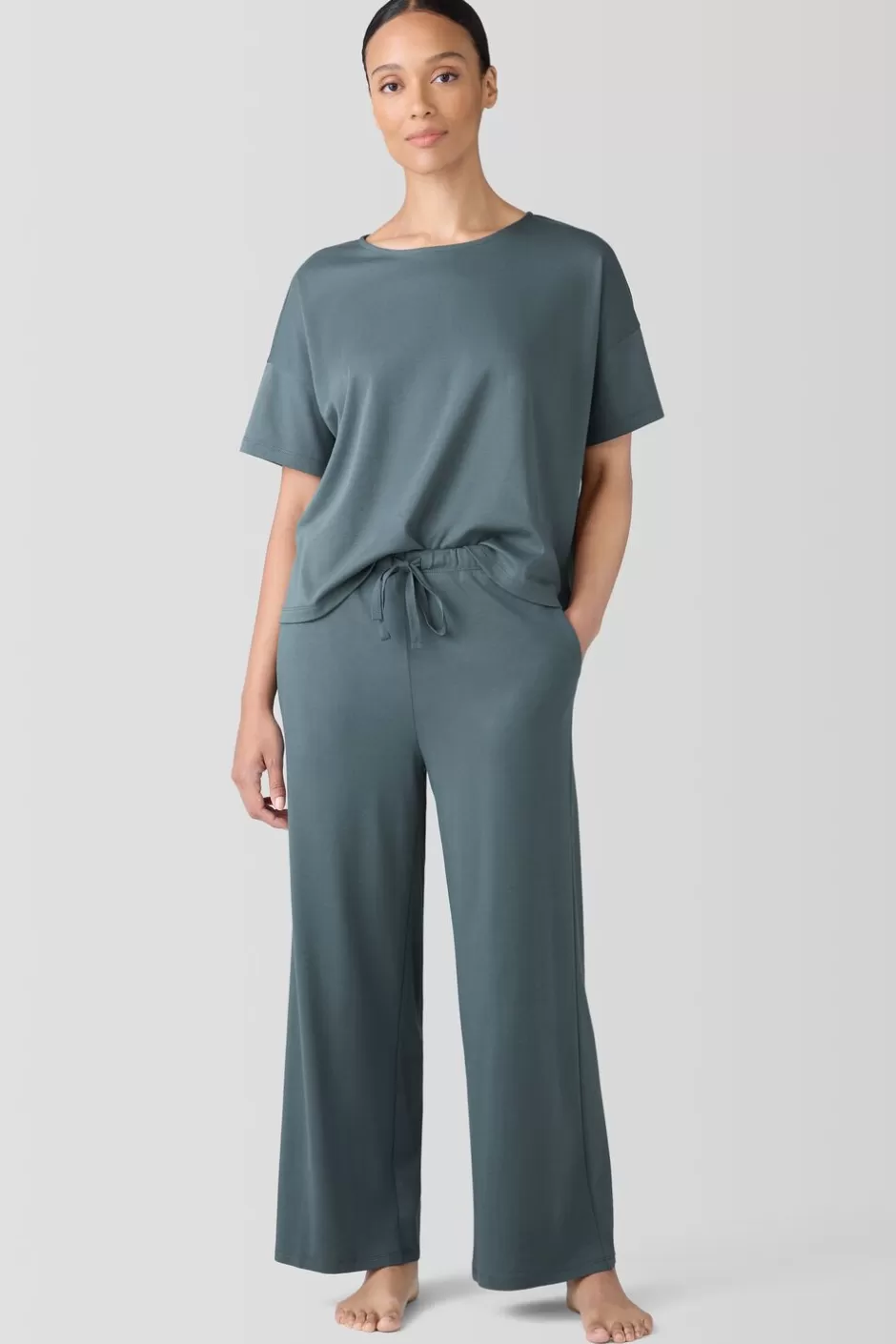 Organic Cotton Interlock Wide-Leg Sleep Pant-EILEEN FISHER Cheap