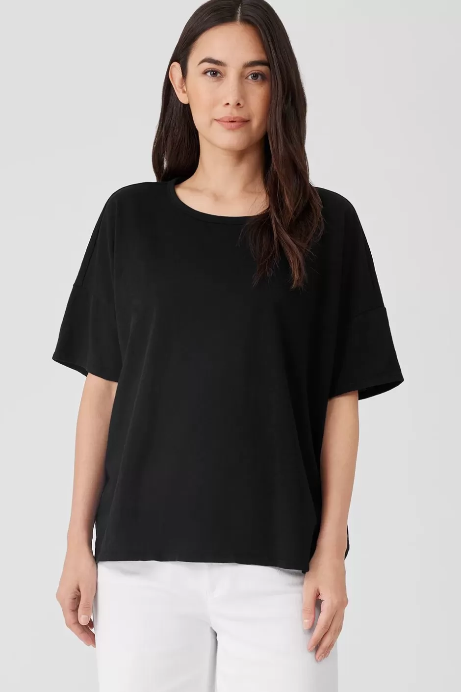 Organic Cotton Slub Crew Neck Tee-EILEEN FISHER Cheap