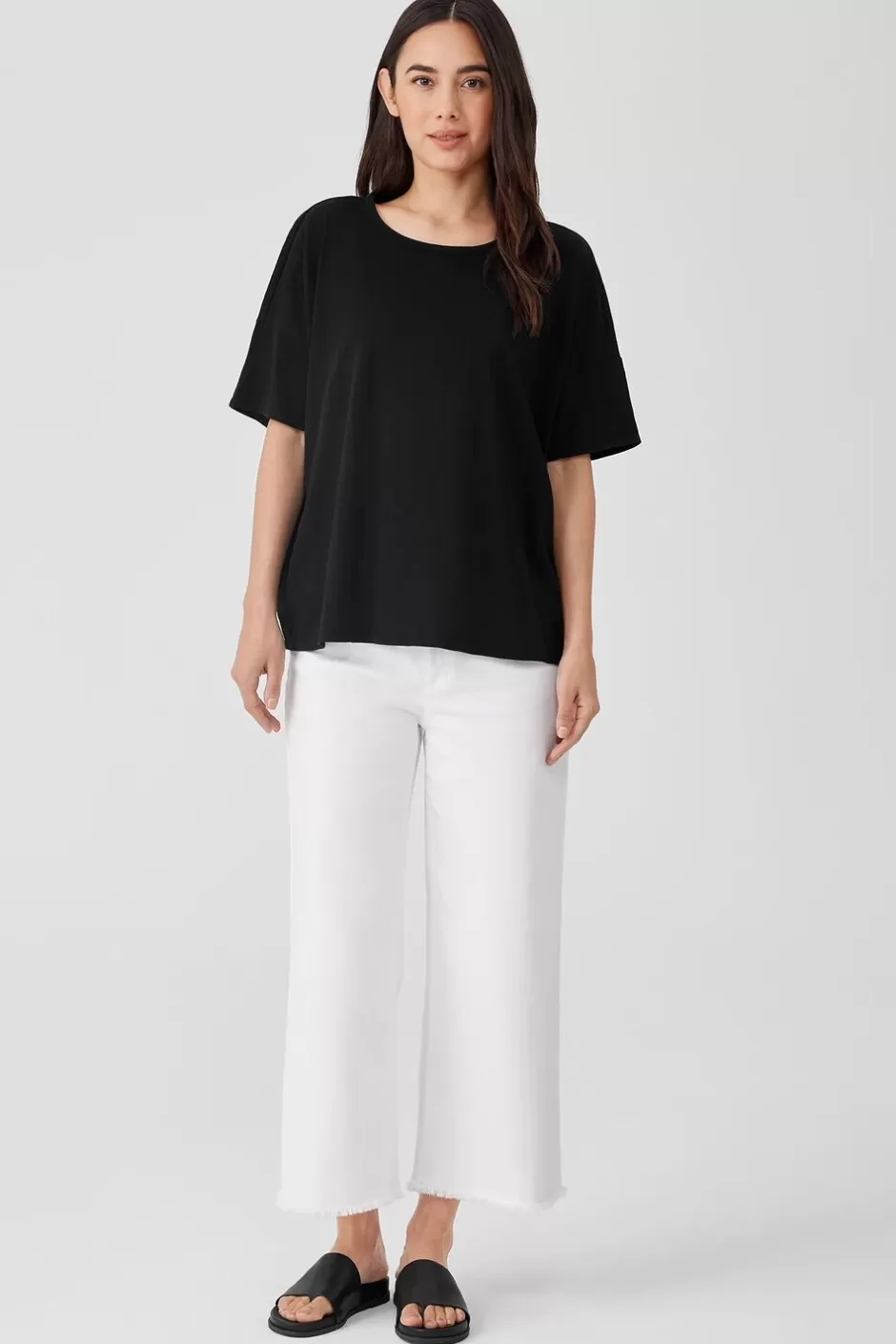 Organic Cotton Slub Crew Neck Tee-EILEEN FISHER Cheap