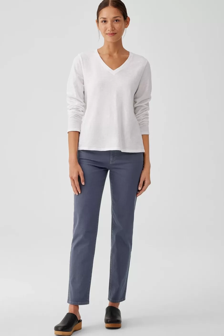 Organic Cotton Slub V-Neck Top-EILEEN FISHER Best