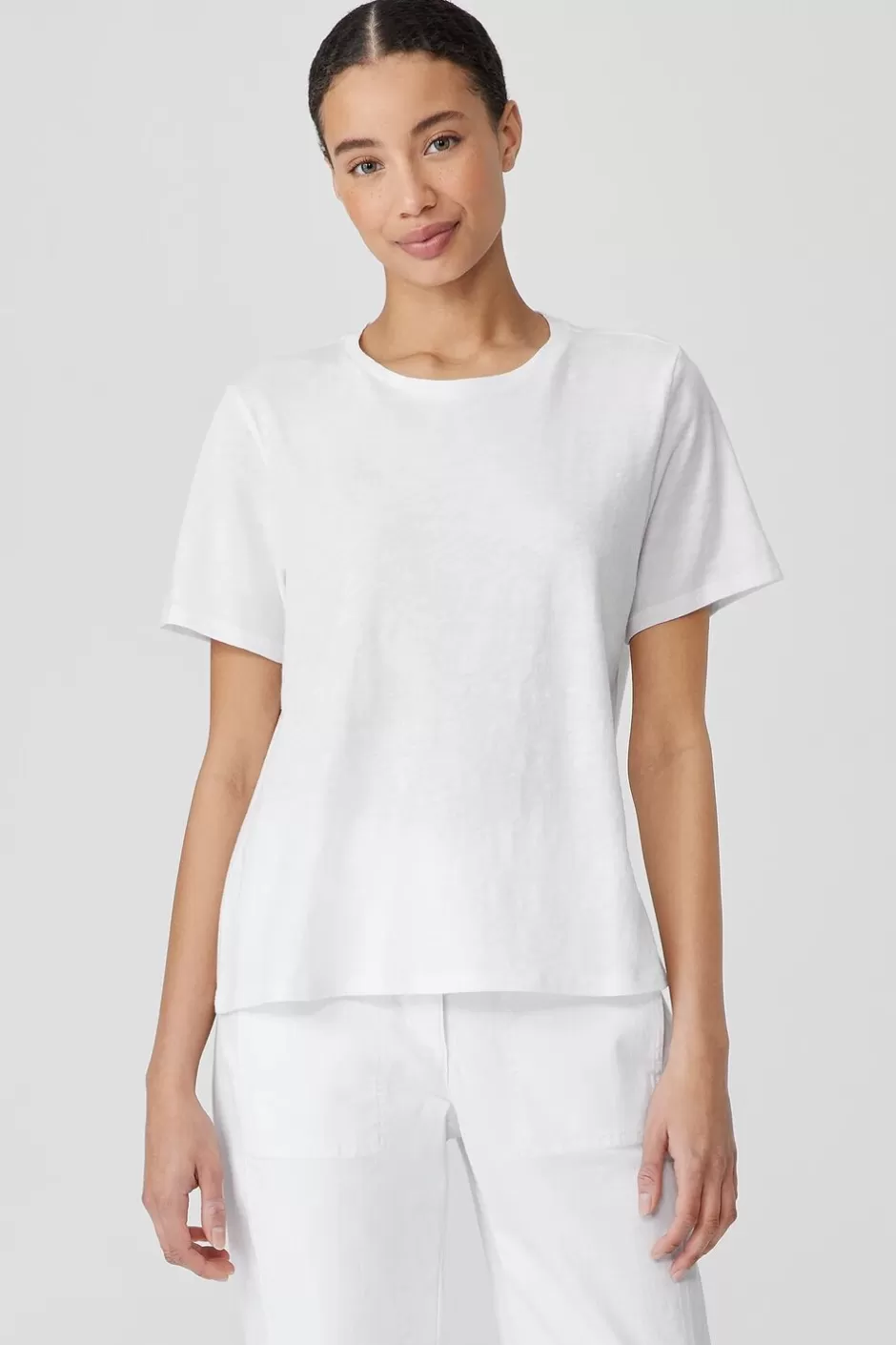 Organic Cotton Slubby Jersey Tee-EILEEN FISHER Best Sale