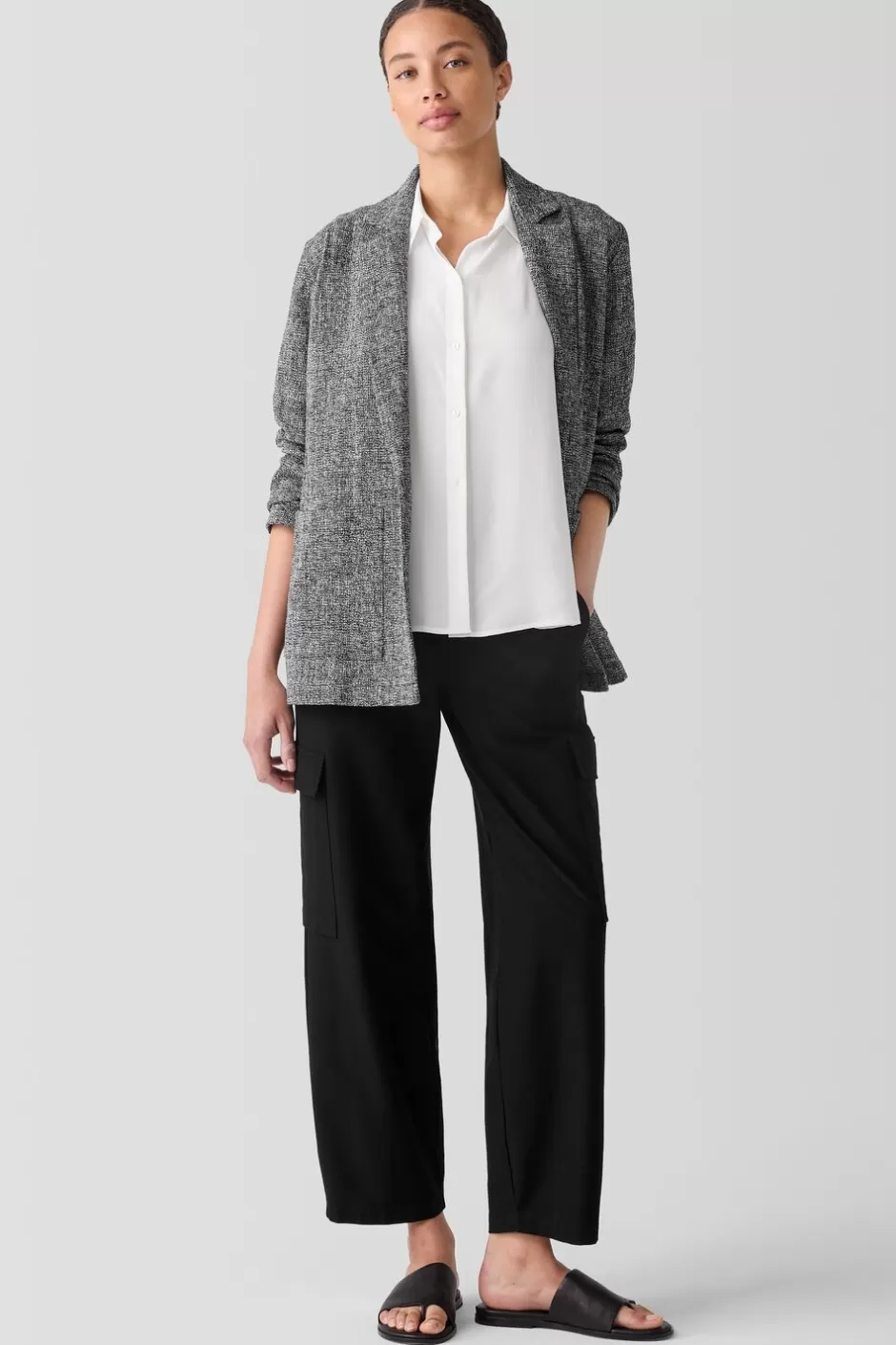 Organic Cotton Tweed Blazer-EILEEN FISHER Clearance