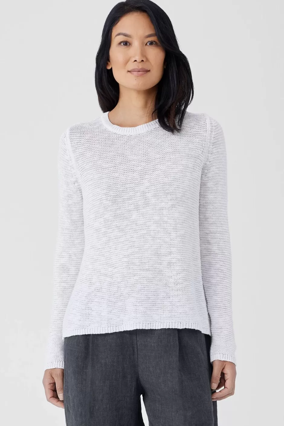 Organic Linen Cotton Slub Crew Neck Top-EILEEN FISHER Online