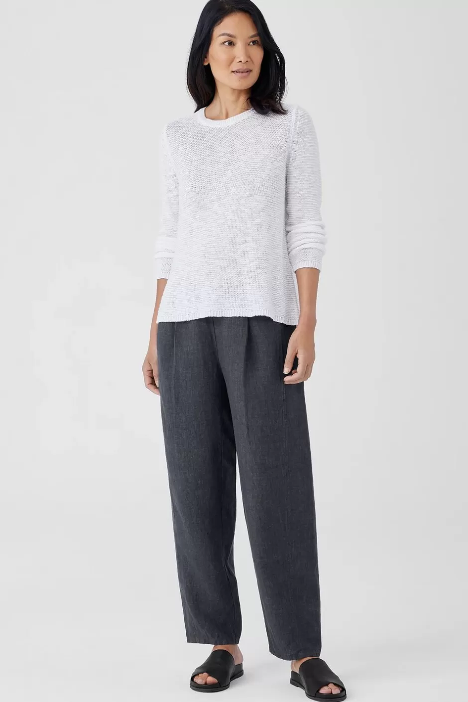 Organic Linen Cotton Slub Crew Neck Top-EILEEN FISHER Online