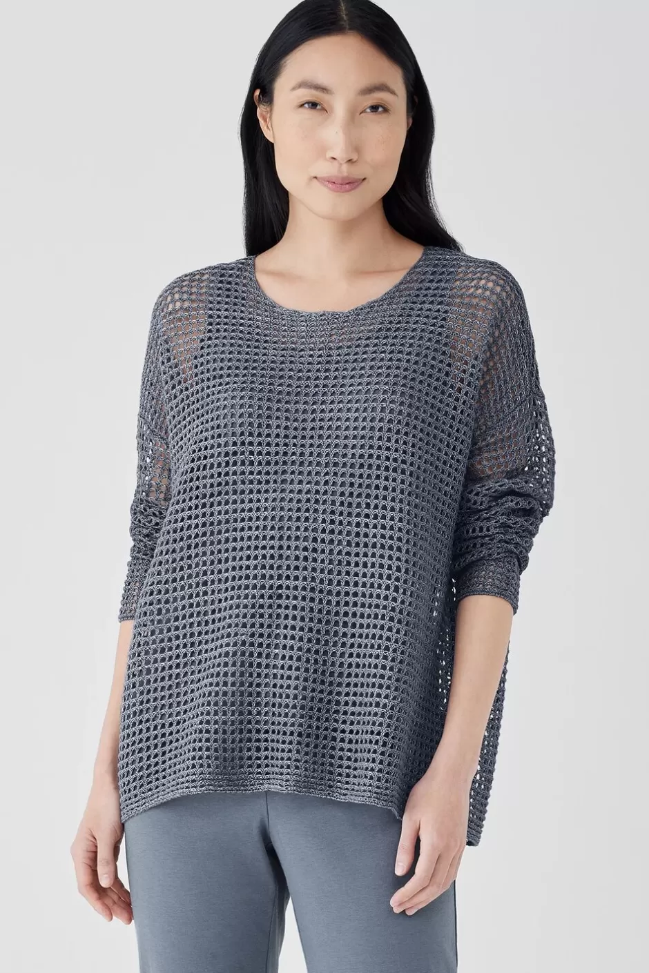 Organic Linen Délavé Round Neck Top-EILEEN FISHER Store