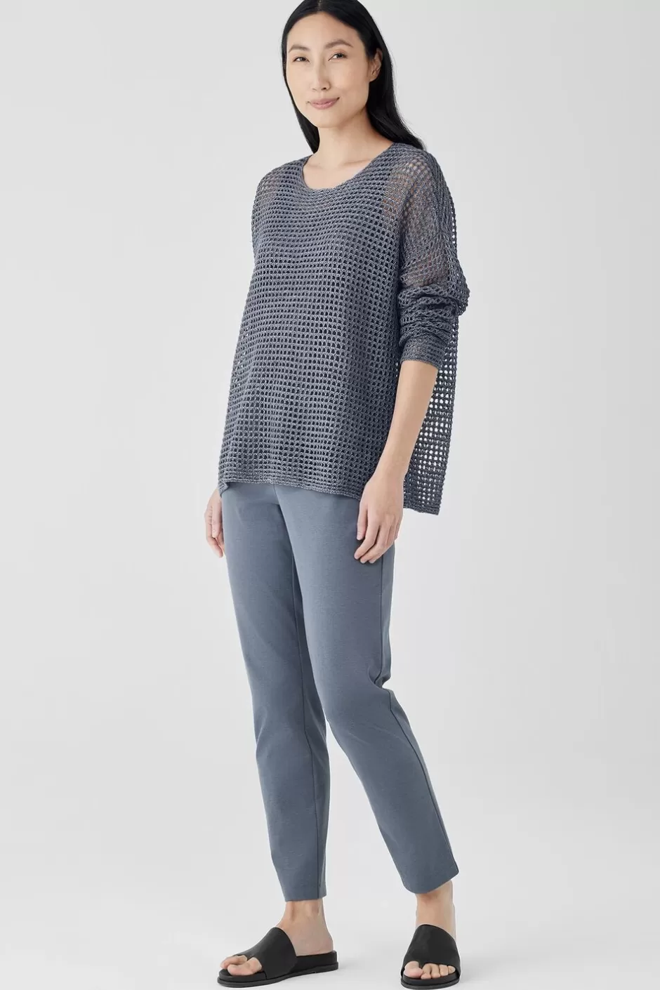 Organic Linen Délavé Round Neck Top-EILEEN FISHER Store