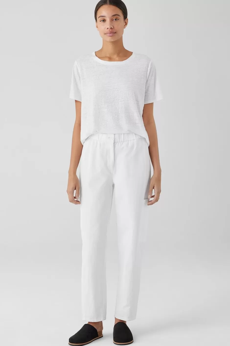 Organic Linen Jersey Crew Neck Tee-EILEEN FISHER Clearance