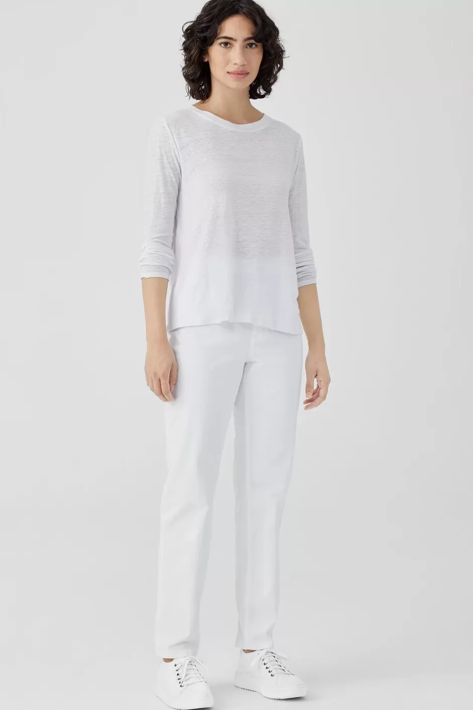 Organic Linen Jersey Crew Neck Top-EILEEN FISHER Fashion