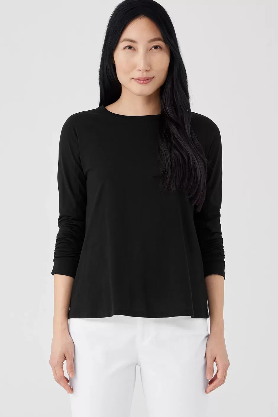 Organic Pima Cotton Jersey Long-Sleeve Tee-EILEEN FISHER Sale