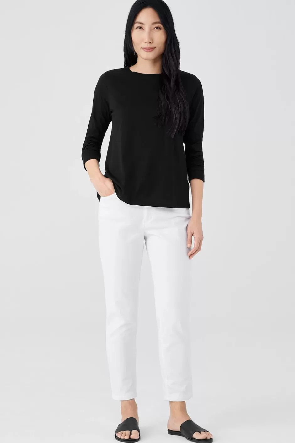 Organic Pima Cotton Jersey Long-Sleeve Tee-EILEEN FISHER Sale