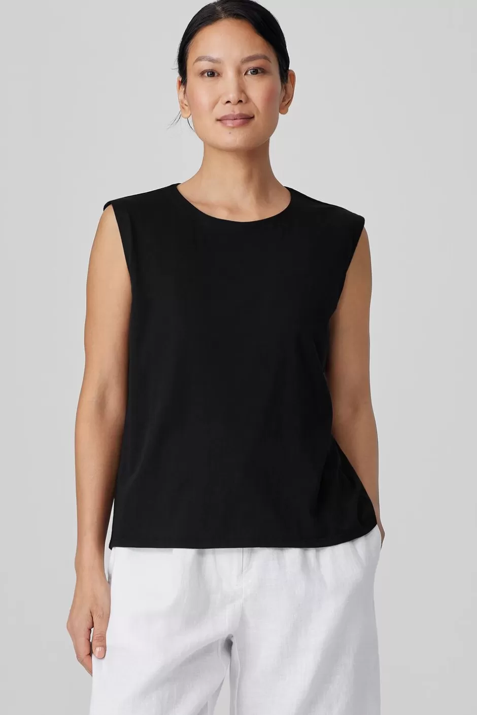 Organic Pima Cotton Jersey Round Neck Tank-EILEEN FISHER Outlet