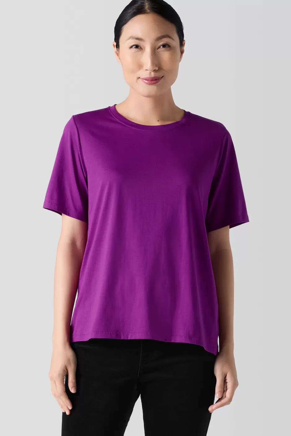 Organic Pima Cotton JerseyRound Neck Tee-EILEEN FISHER Hot