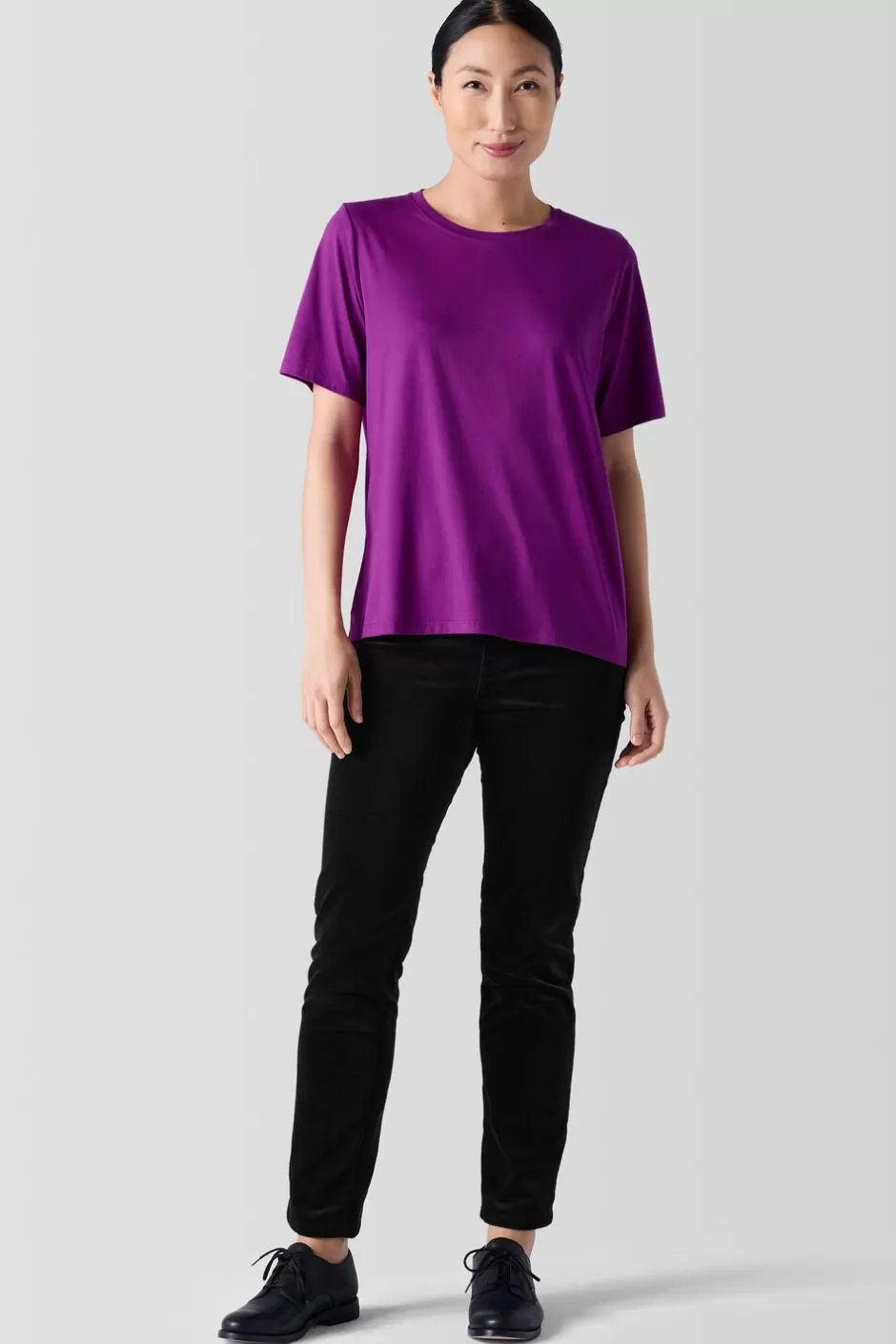 Organic Pima Cotton JerseyRound Neck Tee-EILEEN FISHER Hot