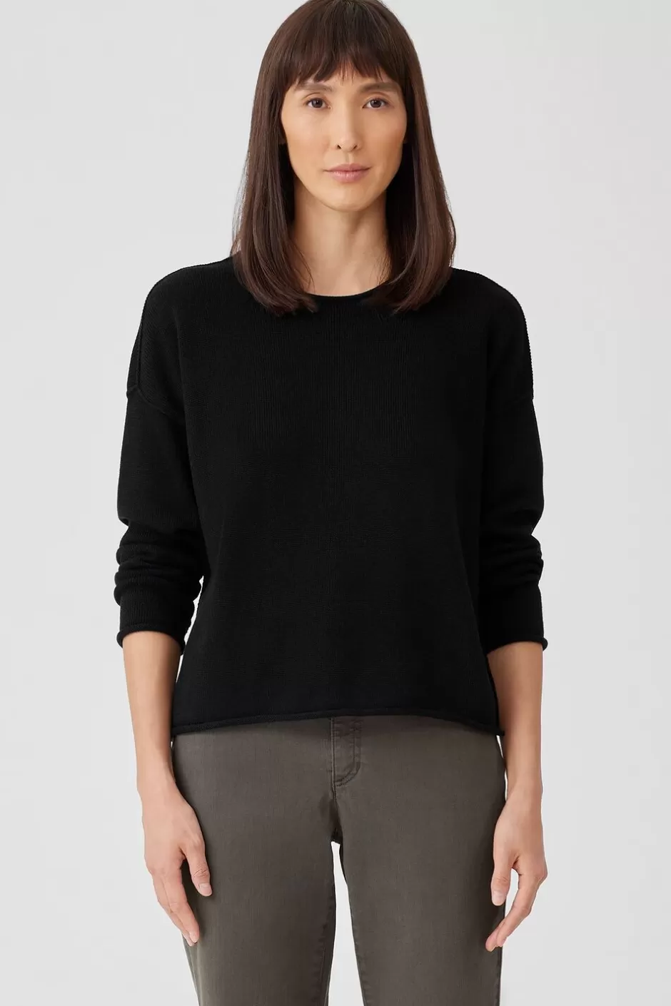 Peruvian Cotton Blend Crew Neck Top-EILEEN FISHER New