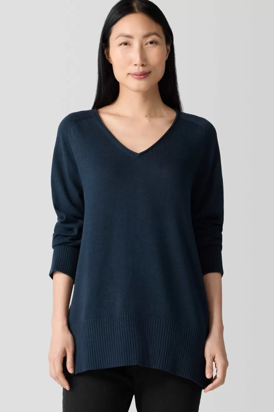 Peruvian Cotton Blend V-Neck Top-EILEEN FISHER Store