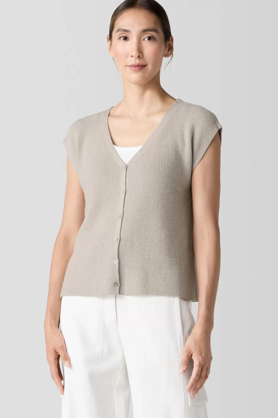 Peruvian Organic Cotton Crepe Vest-EILEEN FISHER Cheap