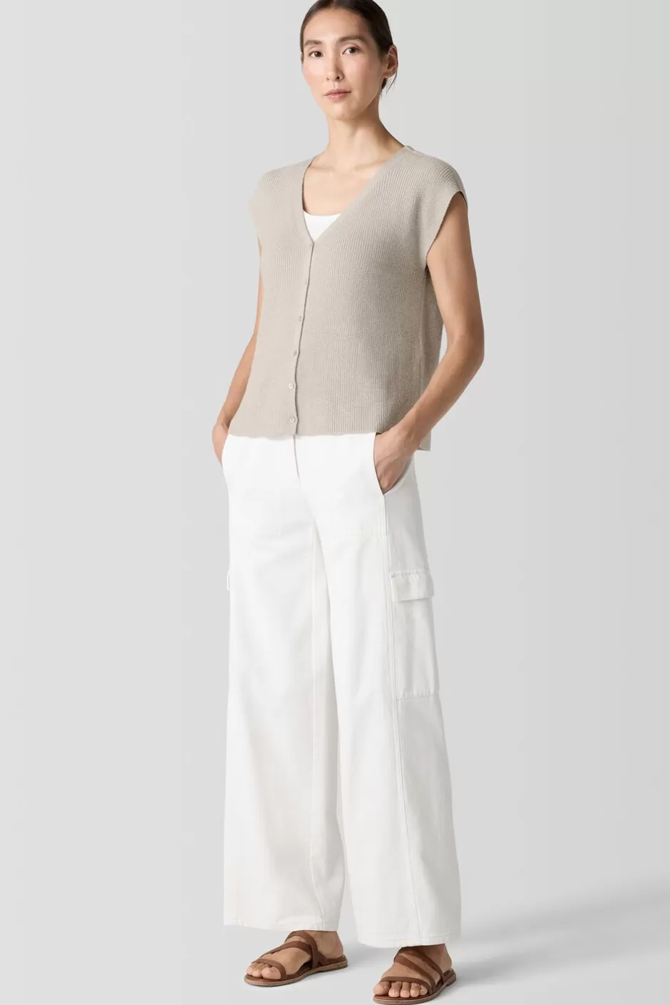 Peruvian Organic Cotton Crepe Vest-EILEEN FISHER Cheap