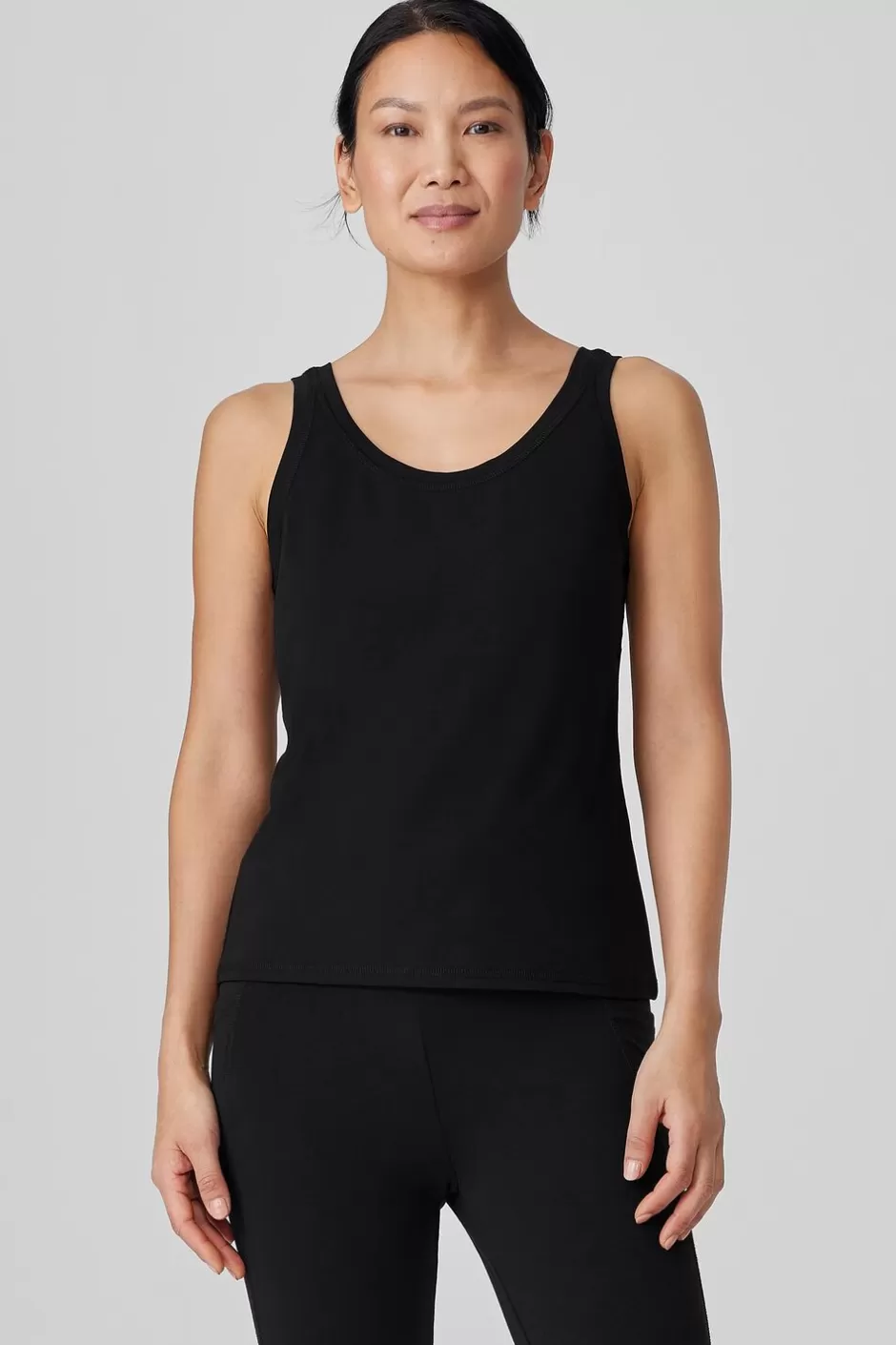 Pima Cotton Stretch Jersey Scoop Neck Tank-EILEEN FISHER Cheap