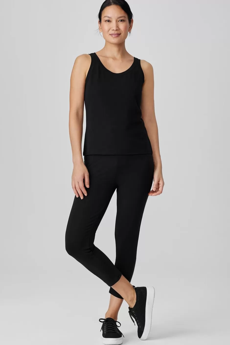 Pima Cotton Stretch Jersey Scoop Neck Tank-EILEEN FISHER Cheap