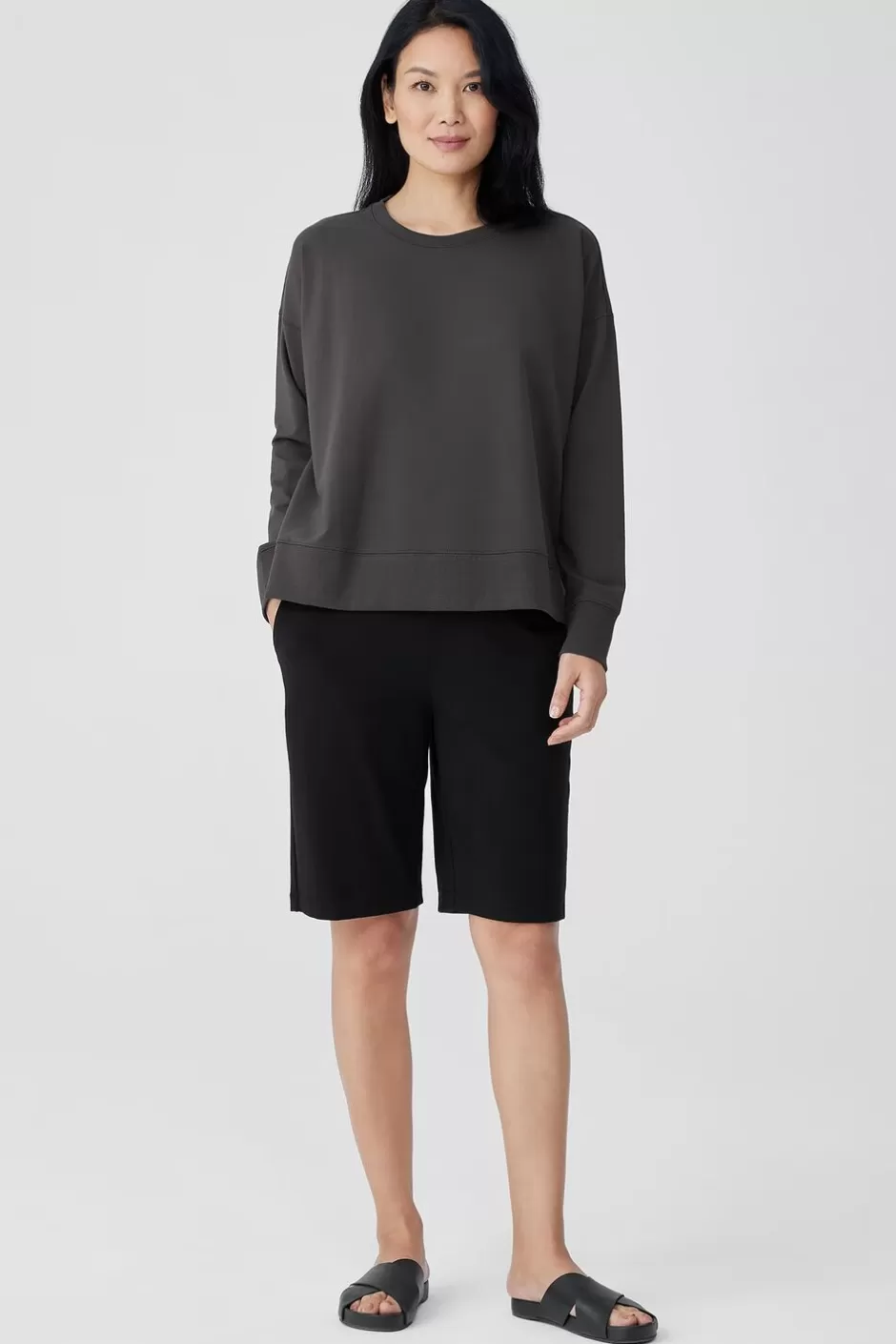 Pima Cotton Stretch Jersey Walking Shorts-EILEEN FISHER Discount