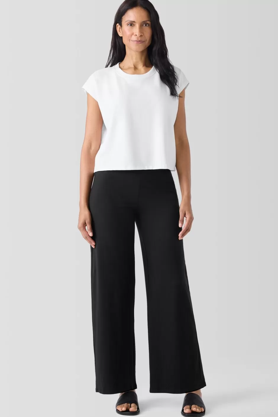 Pima Cotton Stretch Jersey Wide-Leg Pant-EILEEN FISHER Sale