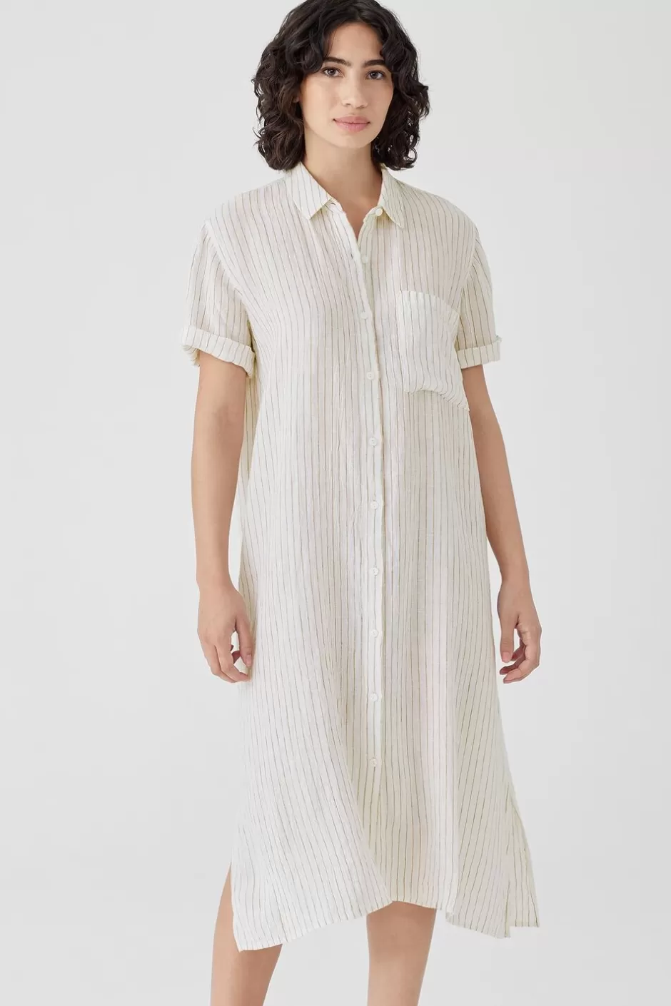 Puckered Organic Linen Shirtdress-EILEEN FISHER Shop