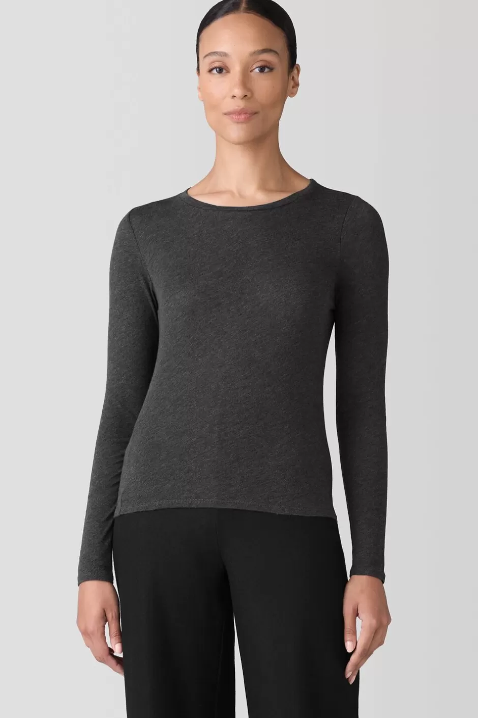 Sheer Knit Long-Sleeve Tee-EILEEN FISHER Clearance