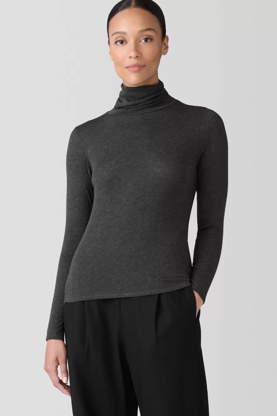 Sheer Knit Turtleneck Top-EILEEN FISHER Flash Sale