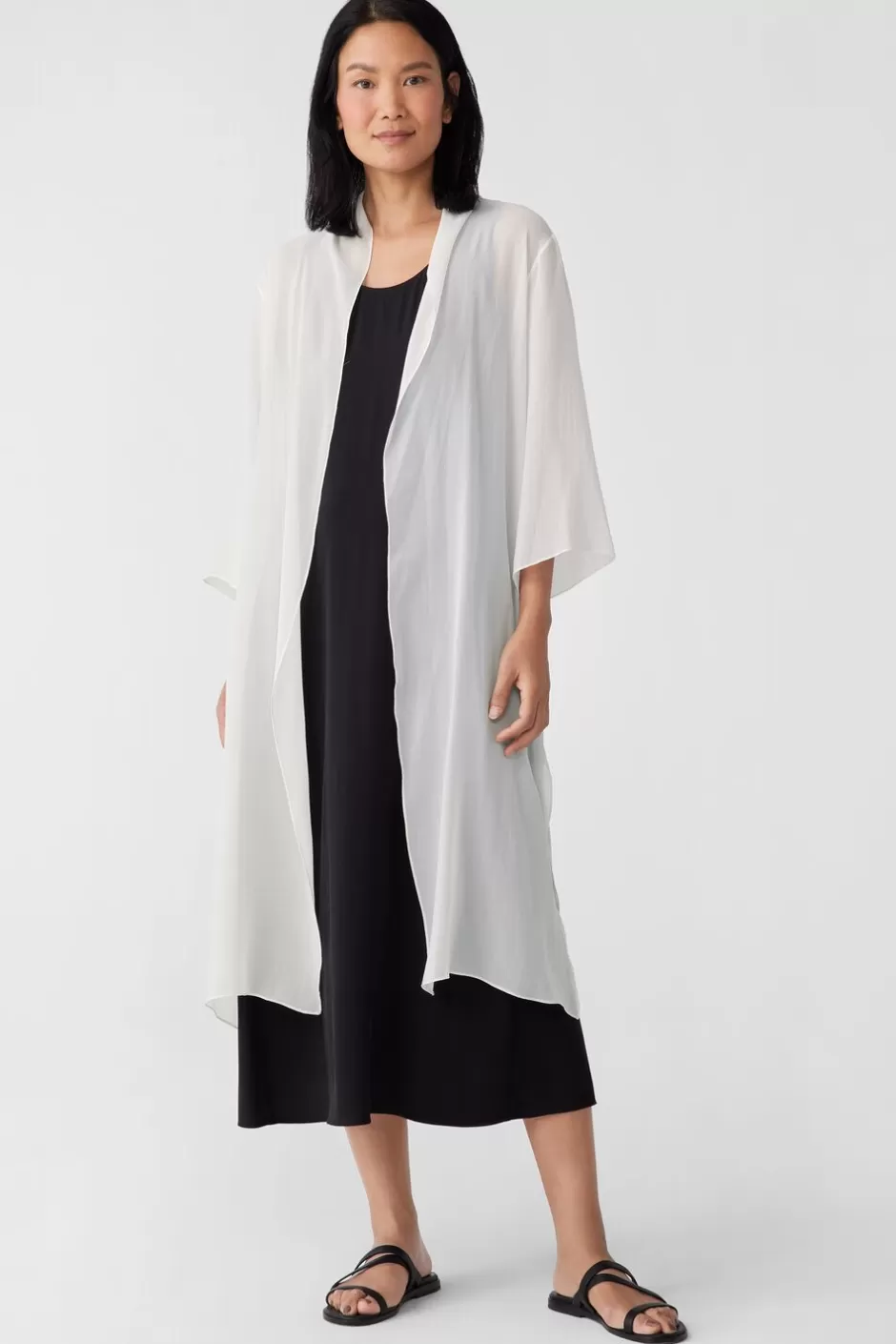 Sheer Silk Georgette High Collar Jacket-EILEEN FISHER Shop