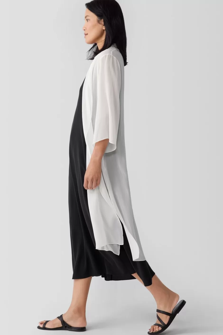 Sheer Silk Georgette High Collar Jacket-EILEEN FISHER Shop