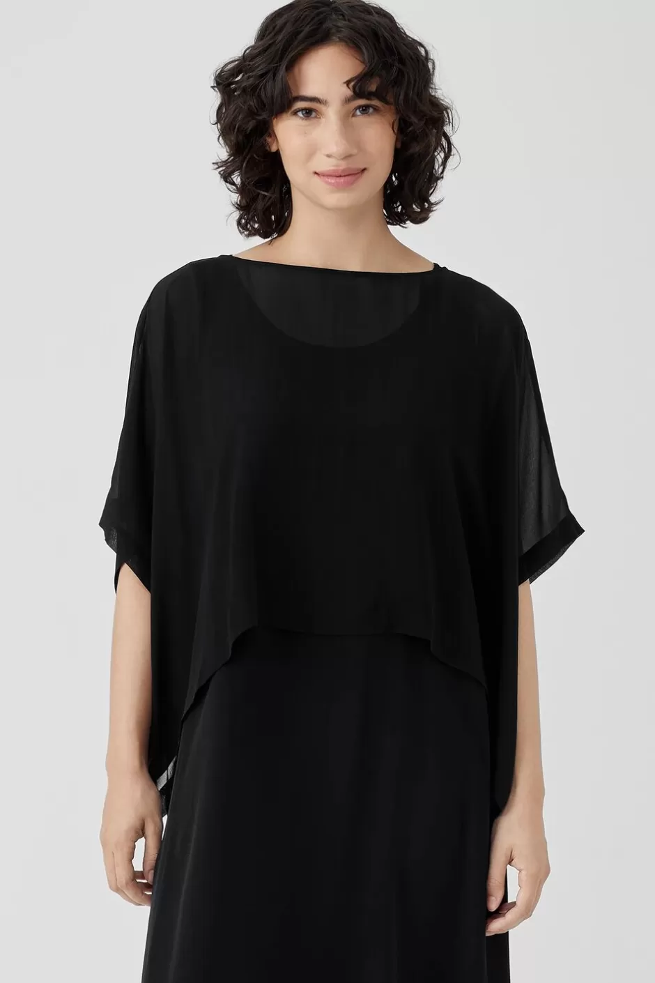 Sheer Silk Georgette Poncho-EILEEN FISHER Cheap