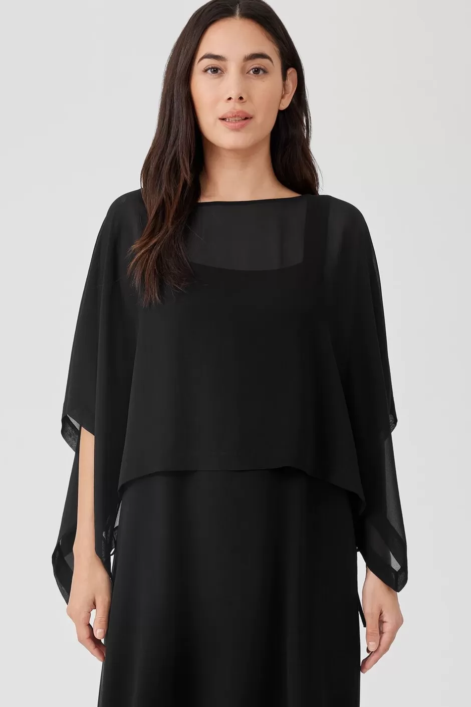 Sheer Silk Georgette Poncho-EILEEN FISHER Store