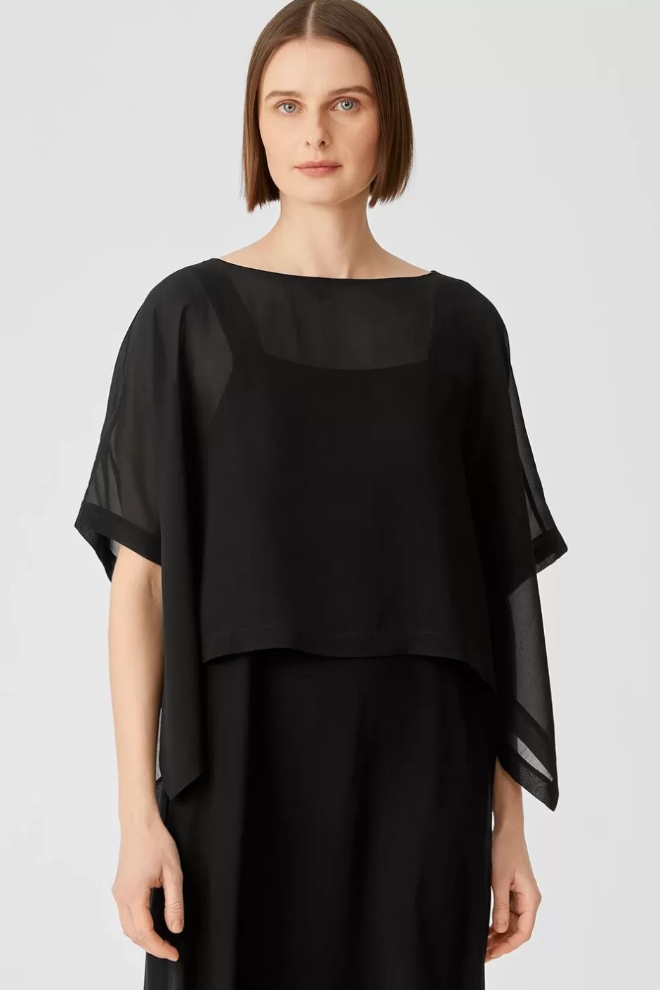 Sheer Silk Georgette Poncho-EILEEN FISHER Shop