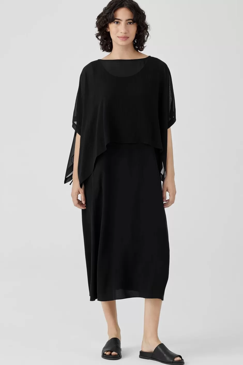 Sheer Silk Georgette Poncho-EILEEN FISHER Cheap