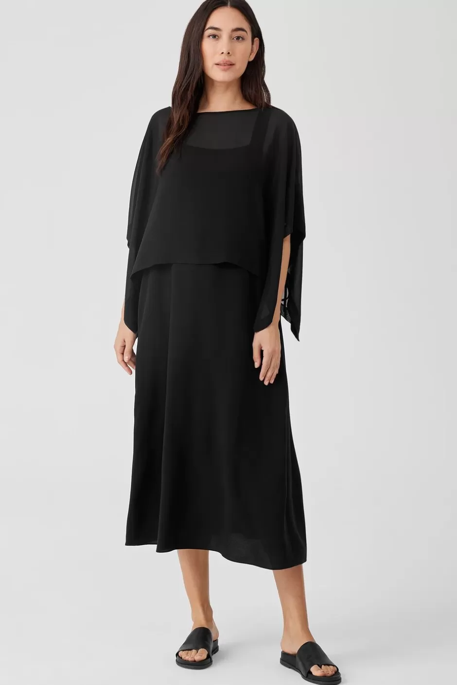 Sheer Silk Georgette Poncho-EILEEN FISHER Store