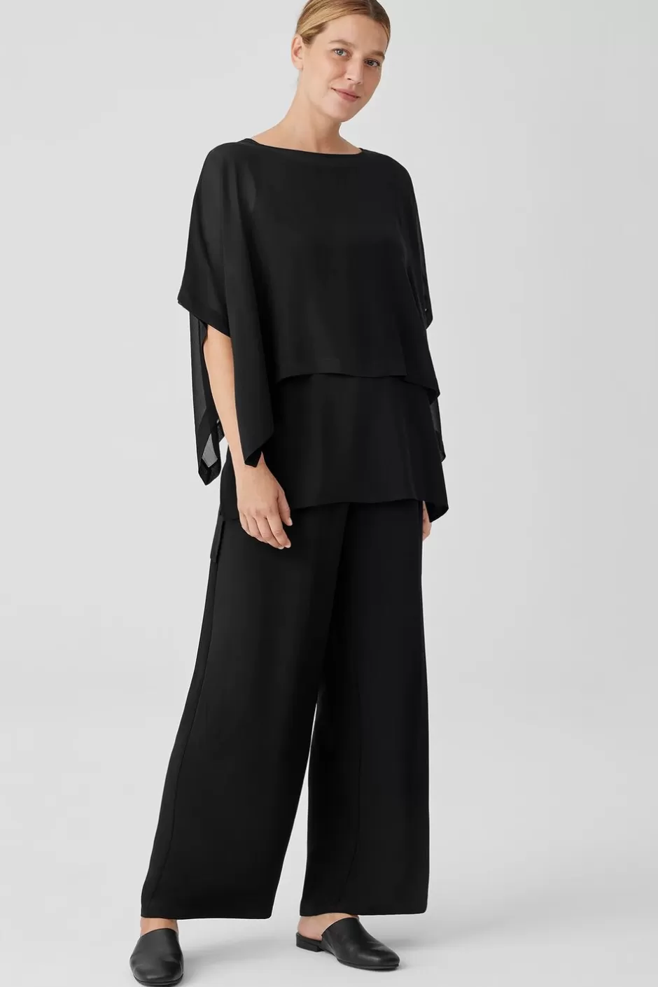 Sheer Silk Georgette Poncho-EILEEN FISHER Clearance