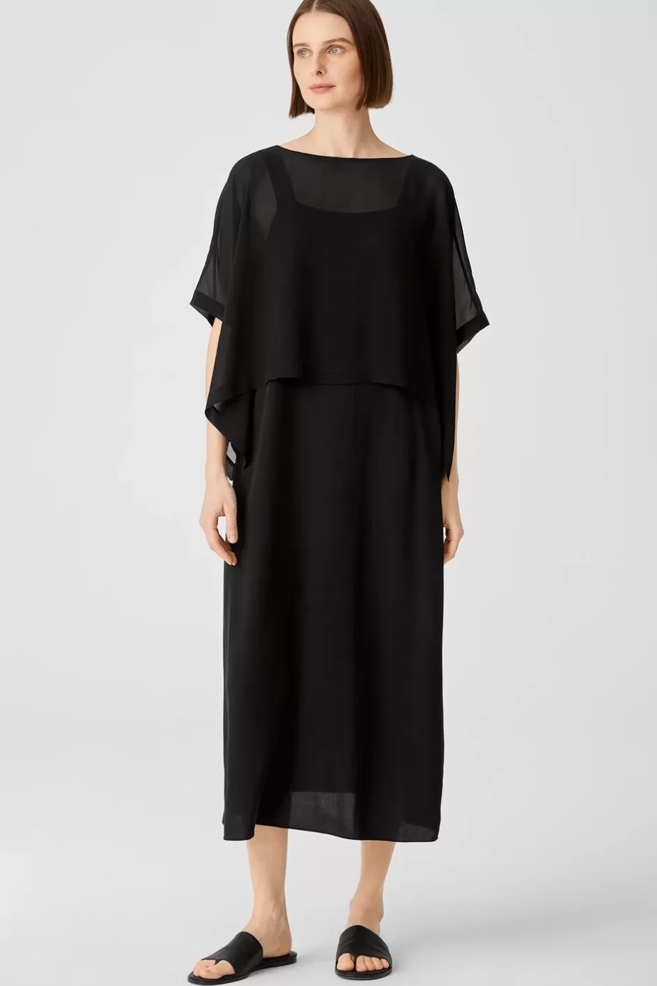 Sheer Silk Georgette Poncho-EILEEN FISHER Shop